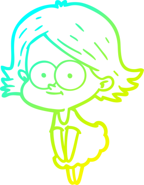 Bir insan tarafından çizilmiş mutlu çizgi film kızı çizimi.