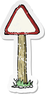 Bir insan tarafından çizilmiş bir çizgi film levhasının gerilimli retro çıkartması.