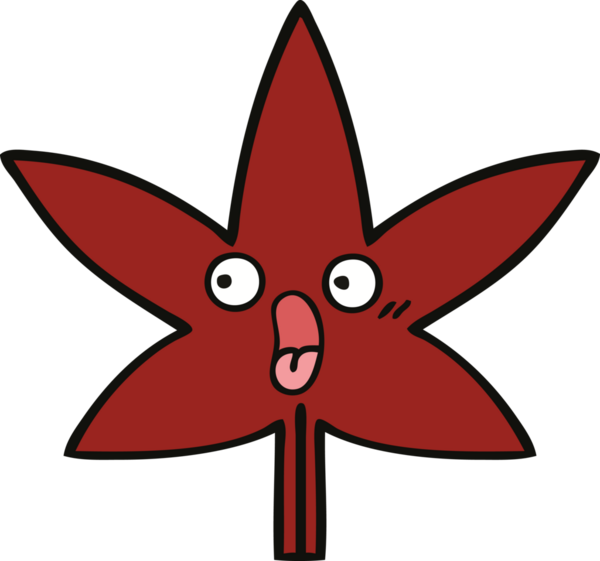 Bir insan tarafından çizilmiş bir sonbahar yaprağının sevimli karikatürü.