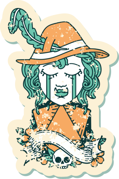 Retro Dövme Tarzı Ağlayan Ork Ozan Karakteri Bir insan tarafından çizilmiş doğal bir D20 rulo