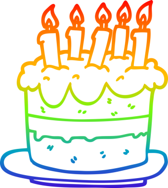 gökkuşağı gradyan çizgisi bir insan tarafından çizilmiş bir doğum günü pastası