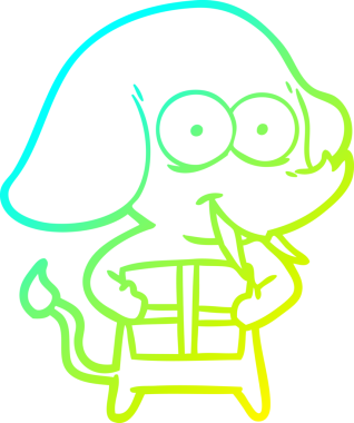 Bir insan tarafından çizilmiş mutlu bir filin soğuk gradyan çizgisi.