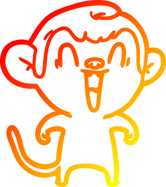 Bir insan tarafından çizilmiş gülen maymun çizgi çizimi.