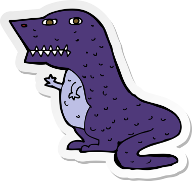 Bir insan tarafından çizilmiş bir dinozorun çıkartması.