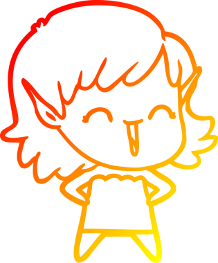 Bir insan tarafından çizilmiş çizgi film karakteri bir elf kızı çizimi