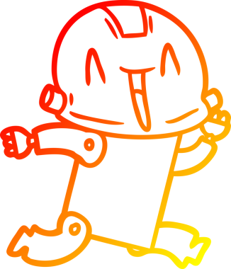 Bir insan tarafından çizilen çizgi film robotunun sıcak çizgi çizimi