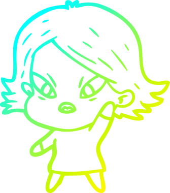 Bir insan tarafından çizilmiş soğuk gradyan çizgi çizimi stresli bir kadın