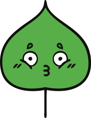 Bir insan tarafından çizilmiş dışavurumsal yaprağın sevimli karikatürü.