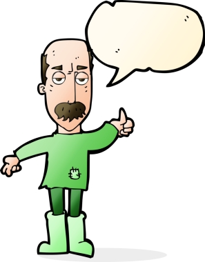 Bir insan tarafından çizilen konuşma baloncuğuyla yaşlı bir adamı sinirlendiren çizgi film.