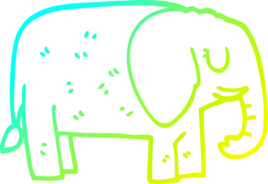 Bir insan tarafından çizilmiş soğuk eğimli bir çizgi fil çizimi.