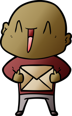 Bir insan tarafından çizilmiş mutlu, kel adam.