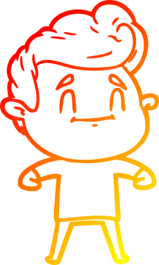 Bir insan tarafından çizilmiş mutlu bir çizgi film karakteri çizimi.