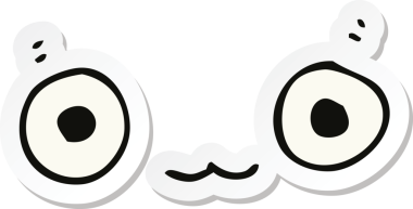 Bir insan tarafından çizilmiş şirin bir karikatür yüzü çıkartması.