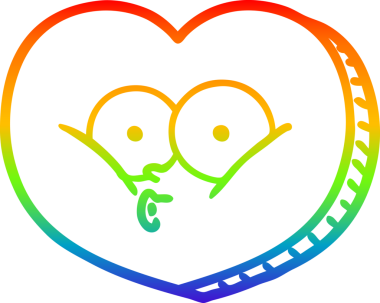 Gökkuşağı gradyan çizgi çizimi Bir insan tarafından çizilmiş bir aşk kalbi