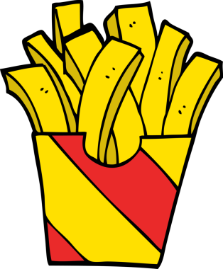 Bir insan tarafından çizilmiş karikatür paket patates kızartması.