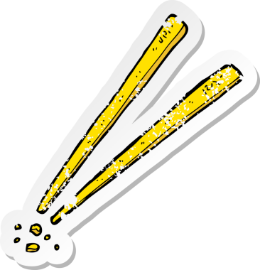 Bir insan tarafından çizilmiş karikatür çubuğunun gerilmiş yapıştırması.