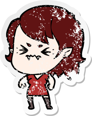 Bir insan tarafından çizilmiş rahatsız bir vampir kızın sıkıntılı çıkartması.