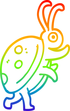 gökkuşağı gradyan çizgi çizimi bir insan tarafından çizilmiş uğur böceği