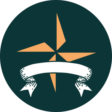 bir insan tarafından çizilmiş bir yıldızın pankartıyla dövme biçimi simgesi