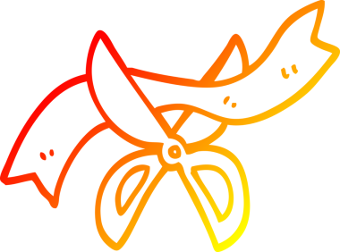 Bir insan tarafından çizilmiş bir karikatür seremonisi makasının sıcak çizgi çizimi