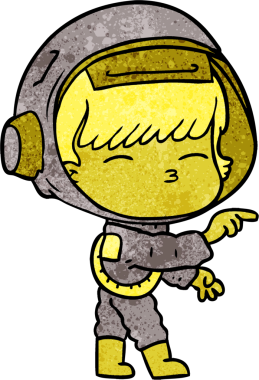 Bir insan tarafından çizilmiş meraklı astronot çizgi filmi.