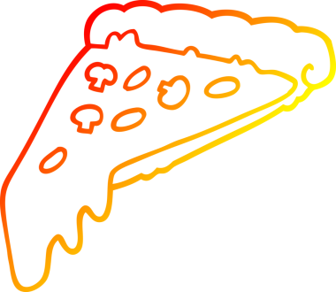 Bir insan tarafından çizilmiş bir pizza diliminin sıcak gradyan çizimi