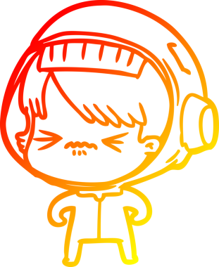 Bir insan tarafından çizilmiş kızgın bir uzay kızının sıcak çizgi çizimi