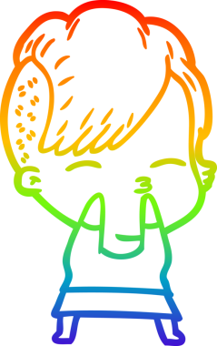 gökkuşağı gradyan çizimi bir çizgi film kızı bir insan tarafından çizilmiş.