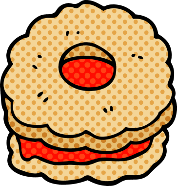 Bir insan tarafından çizilmiş çizgi film pijamalı bisküvi.