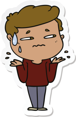 Bir insan tarafından çizilmiş, kafası karışmış bir adamın çıkartması.