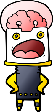 Bir insan tarafından çizilmiş çizgi film robotu