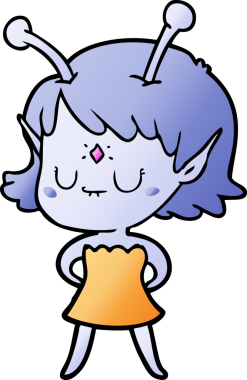 Bir insan tarafından çizilmiş uzaylı kız.