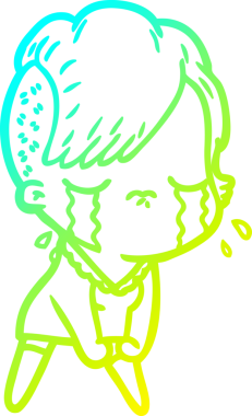 Bir insan tarafından çizilmiş ağlayan bir çizgi film kızı çizimi.