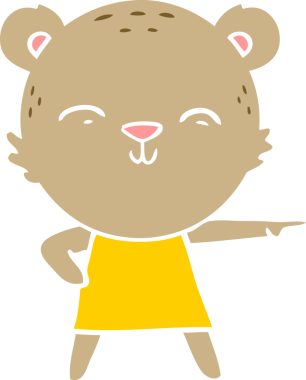 Bir insan tarafından çizilmiş mutlu düz renkli çizgi film ayısı.