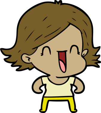 Bir insan tarafından çizilmiş mutlu bir kadın.