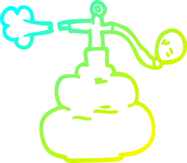 Bir insan tarafından çizilmiş bir çizgi film parfüm şişesinin soğuk gradyan çizimi