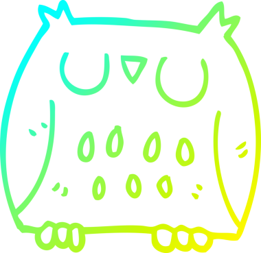 Bir insan tarafından çizilmiş mutlu baykuş çizgi çizimi.