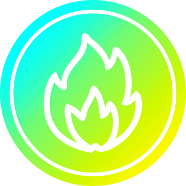 Bir insan tarafından çizilmiş basit bir alev dairesel simgesi