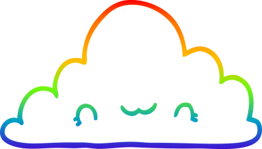 Gökkuşağı gradyan çizgisi bir insan tarafından çizilmiş şirin bir karikatür bulutu