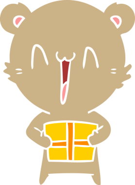 Mutlu ayı, bir insan tarafından çizilmiş düz renkli bir çizgi film.