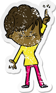 Bir insan tarafından çizilmiş, hayal kırıklığına uğramış bir karikatür çıkartması.