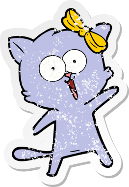 Bir insan tarafından çizilmiş karikatür bir kedinin sıkıntılı çıkartması.