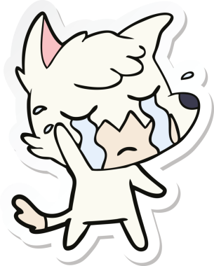 Bir insan tarafından çizilmiş ağlayan bir tilki çizgi filminin çıkartması.