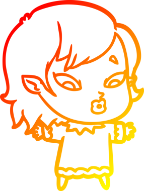 Bir insan tarafından çizilmiş sevimli bir vampir kız çizgi çizimi.