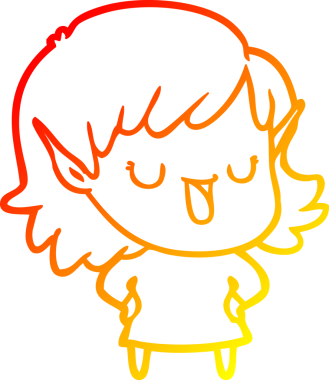 Bir insan tarafından çizilmiş çizgi film karakteri bir elf kızı çizimi