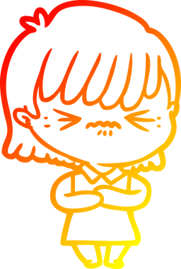 Bir insan tarafından çizilmiş kızgın bir çizgi film kızı çizimi.