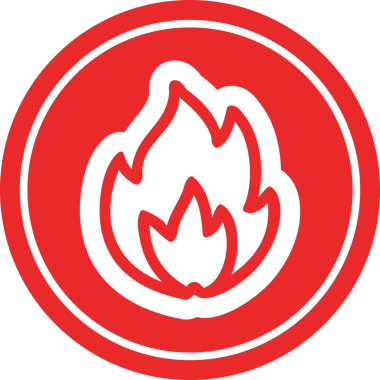 Bir insan tarafından çizilmiş basit alev dairesel simgesi