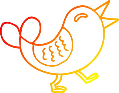 Bir insan tarafından çizilen mavi kuşun sıcak eğimli çizgi çizimi