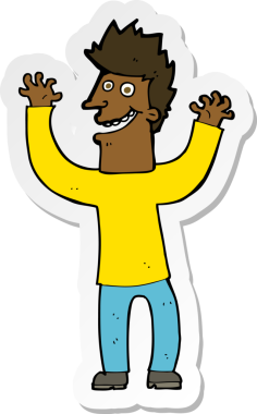 Bir insan tarafından çizilmiş heyecanlı bir adamın çıkartması.