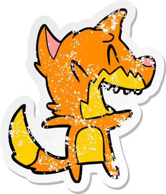 Bir insan tarafından çizilmiş gülen tilki çizgi filminin sıkıntılı çıkartması.